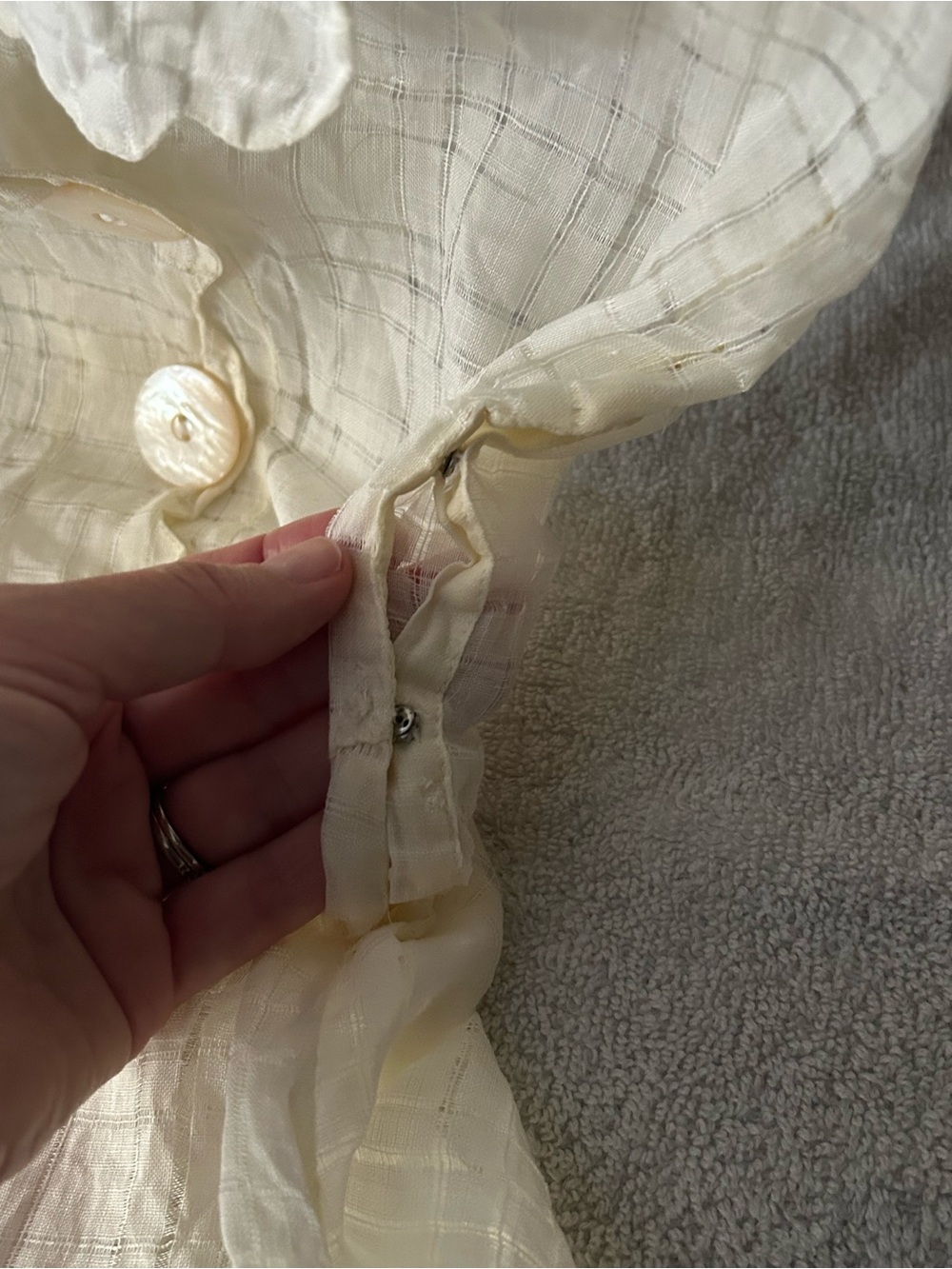 1930’s 1940’s Antique Cotton Lingerie Day Dress Sz M Cream MOP Buttons - Fair - Picture 11 of 12